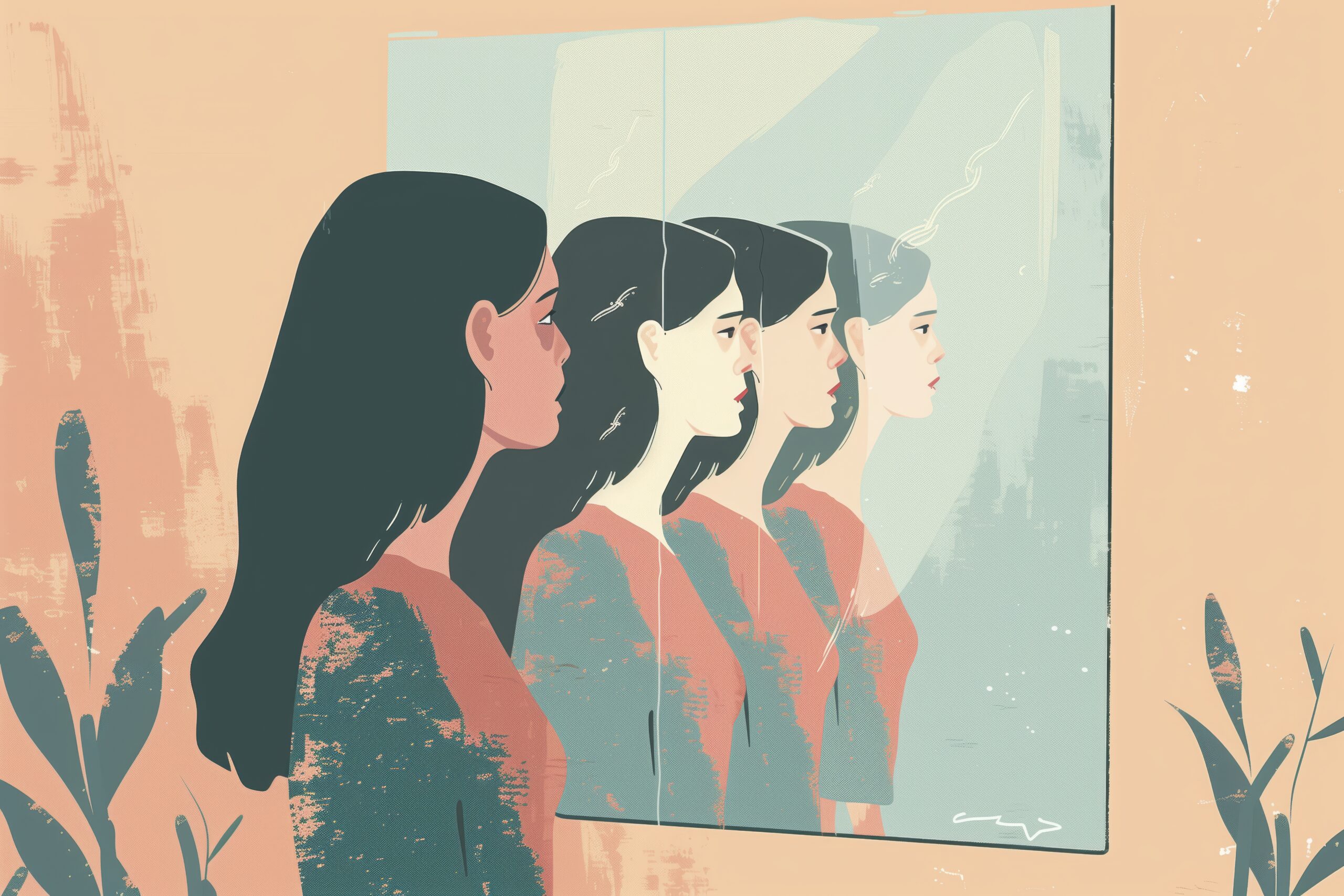 Femme qui regarde miroir soin énergétique Reiki à Toulouse